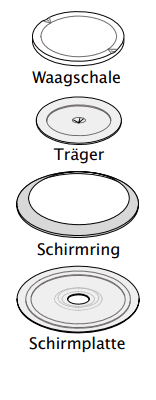 Waagschale, Trger, Schirmring, Schirmplatte