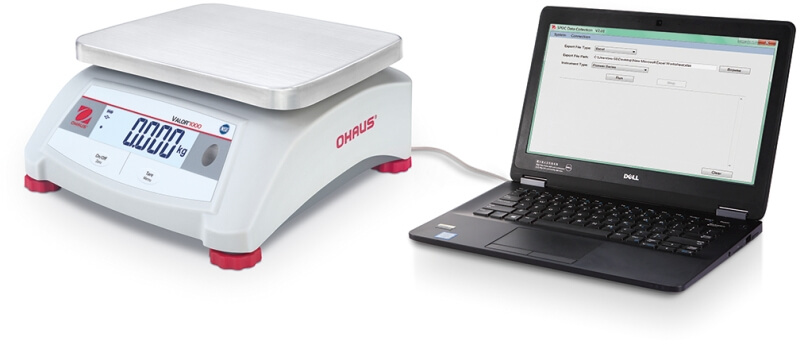 Geeichte Waage Ohaus Valor 1000 V12P-M Datenbertragung